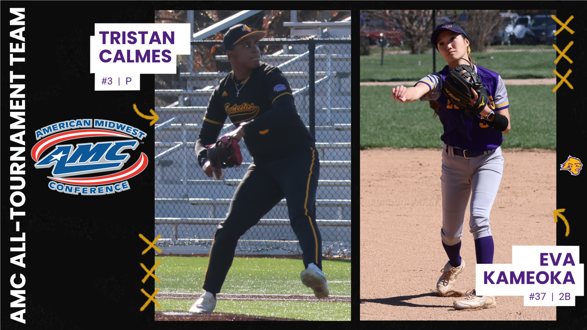 Calmes and Kameoka Named to AMC All-Tournament Teams